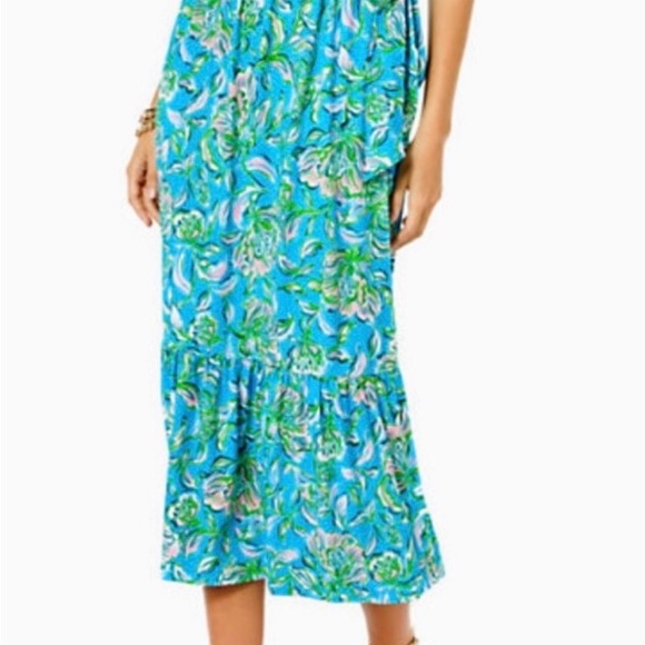Lilly Pulitzer Brantley Midi Wrap Dress Cumulus Blue Chick Magnet, L - Picture 5 of 8